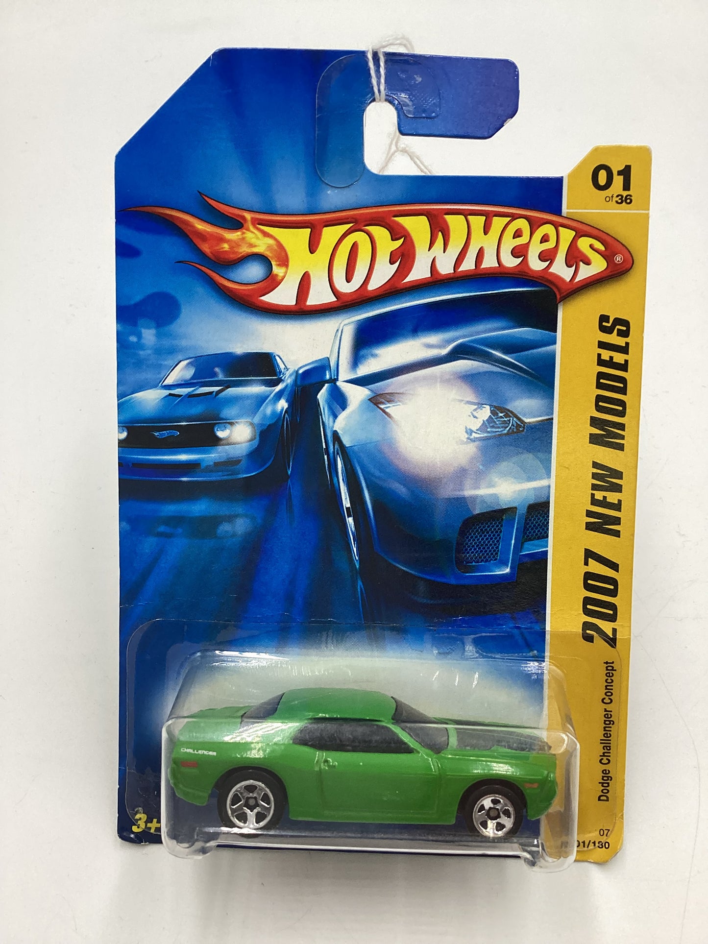 2007 Hot Wheels New Models #1 Dodge Challenger Concept Green 5SP Wheels Card Not Perfect 38D