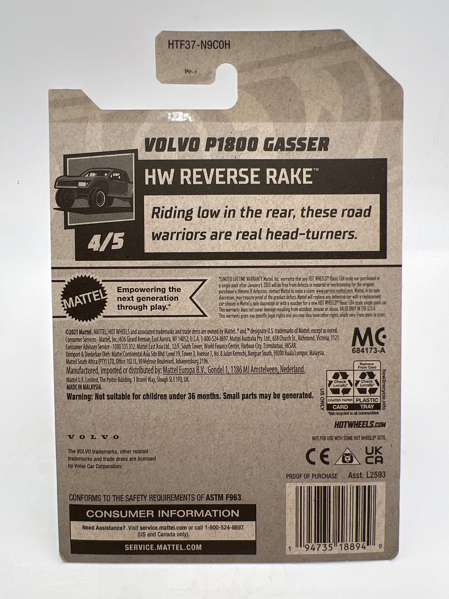 2024 Hot Wheels Super Treasure Hunt #153 Volvo P1800 Gasser Blue W/Protector