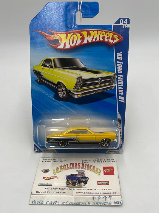 2010 Hot Wheels Muscle Mania ‘66 Ford Fairlane GT Yellow 82/240 34E