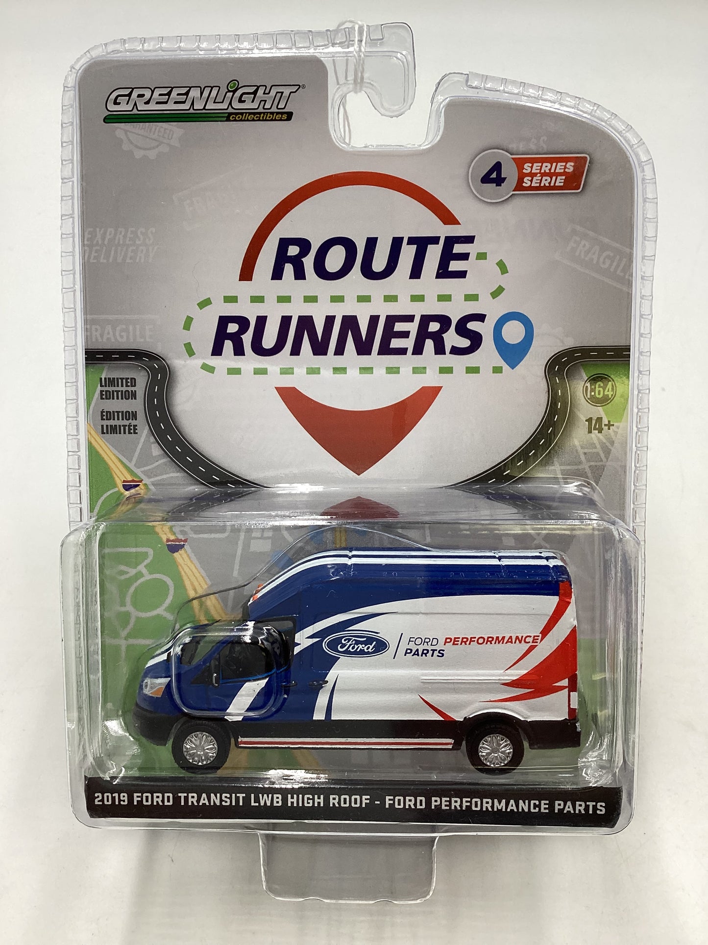 Greenlight Route Runners Series 4 2019 Ford Transit LBW High Roof Ford Performance Parts 177C