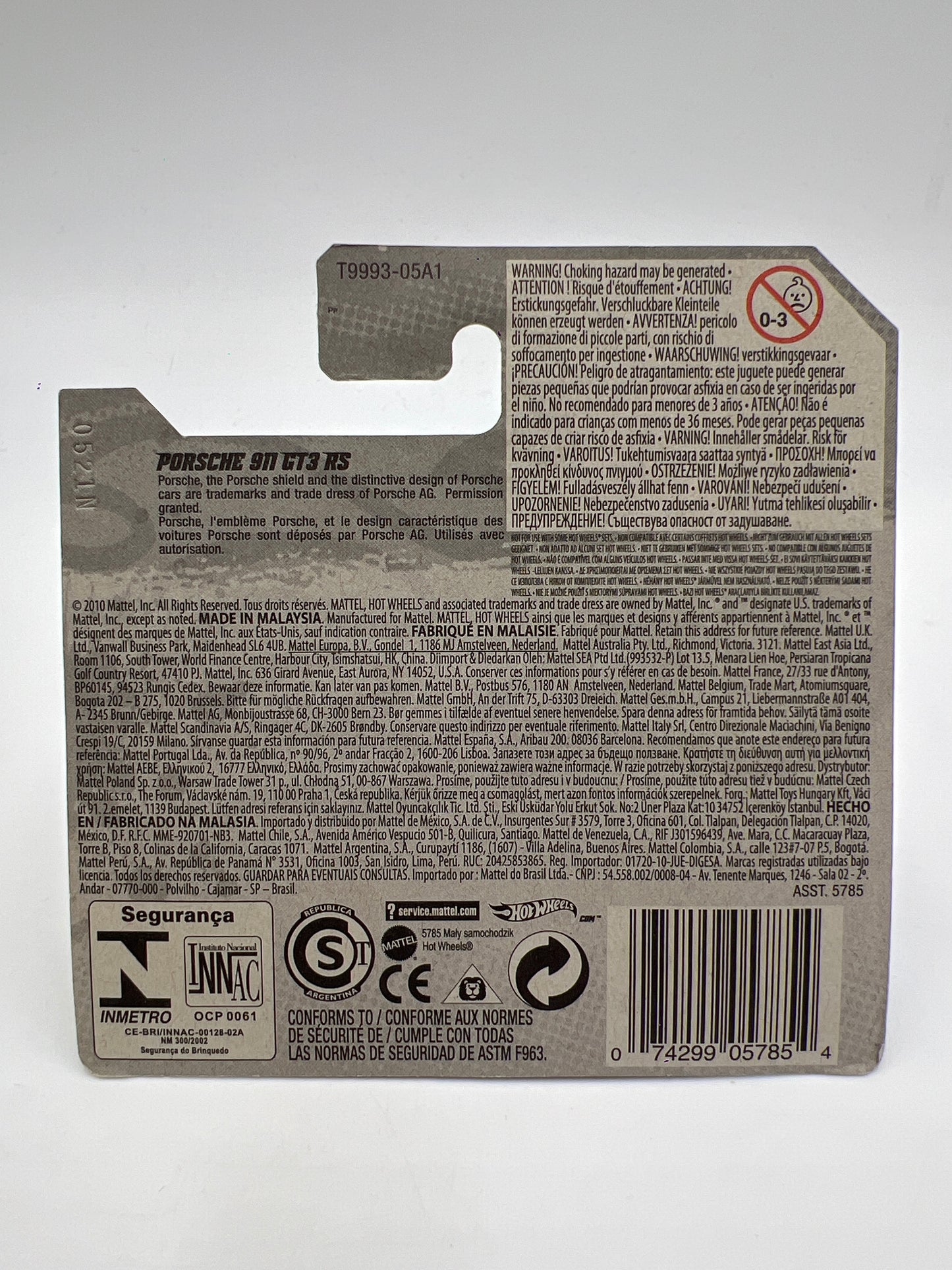 2011 HW Premiere #36 Porsche 911 GT3 RS White Short Card W/Protector