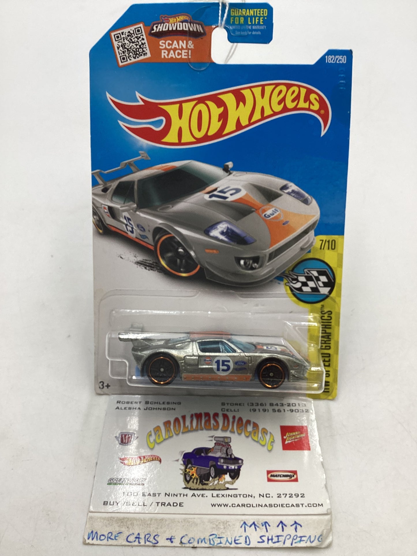 2016 Hot wheels Zamac #182 Ford GT Gulf Card Not Perfect 147B