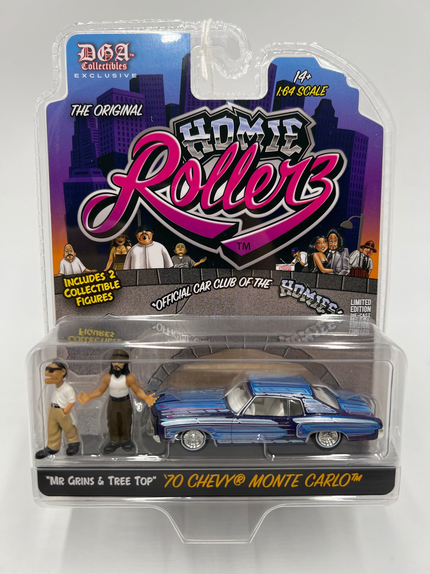 Greenlight x DGA Homie Rollerz 70 Chevy Monte Carlo Blue/Purple & Mr Grins/Tree Top 222C