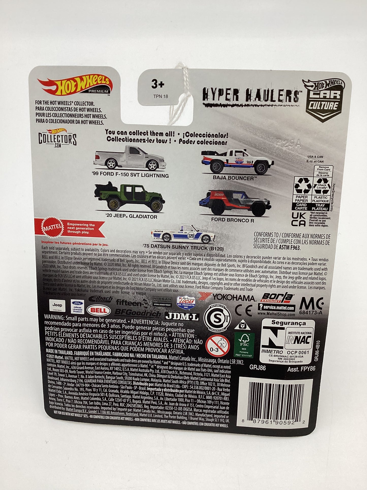 2021 Hot wheels Premium Hyper Haulers #3 20 Jeep Gladiator Green 245E