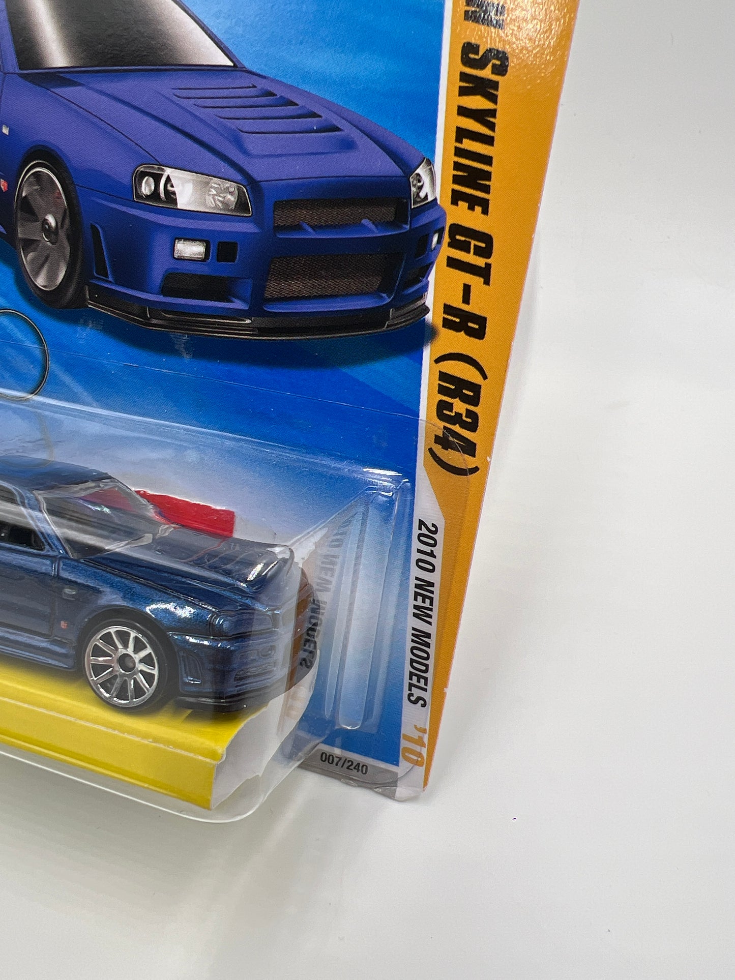 2010 Hot Wheels Keys To Speed Key Chain #7 Nissan GT-R R34 Blue W/Protector