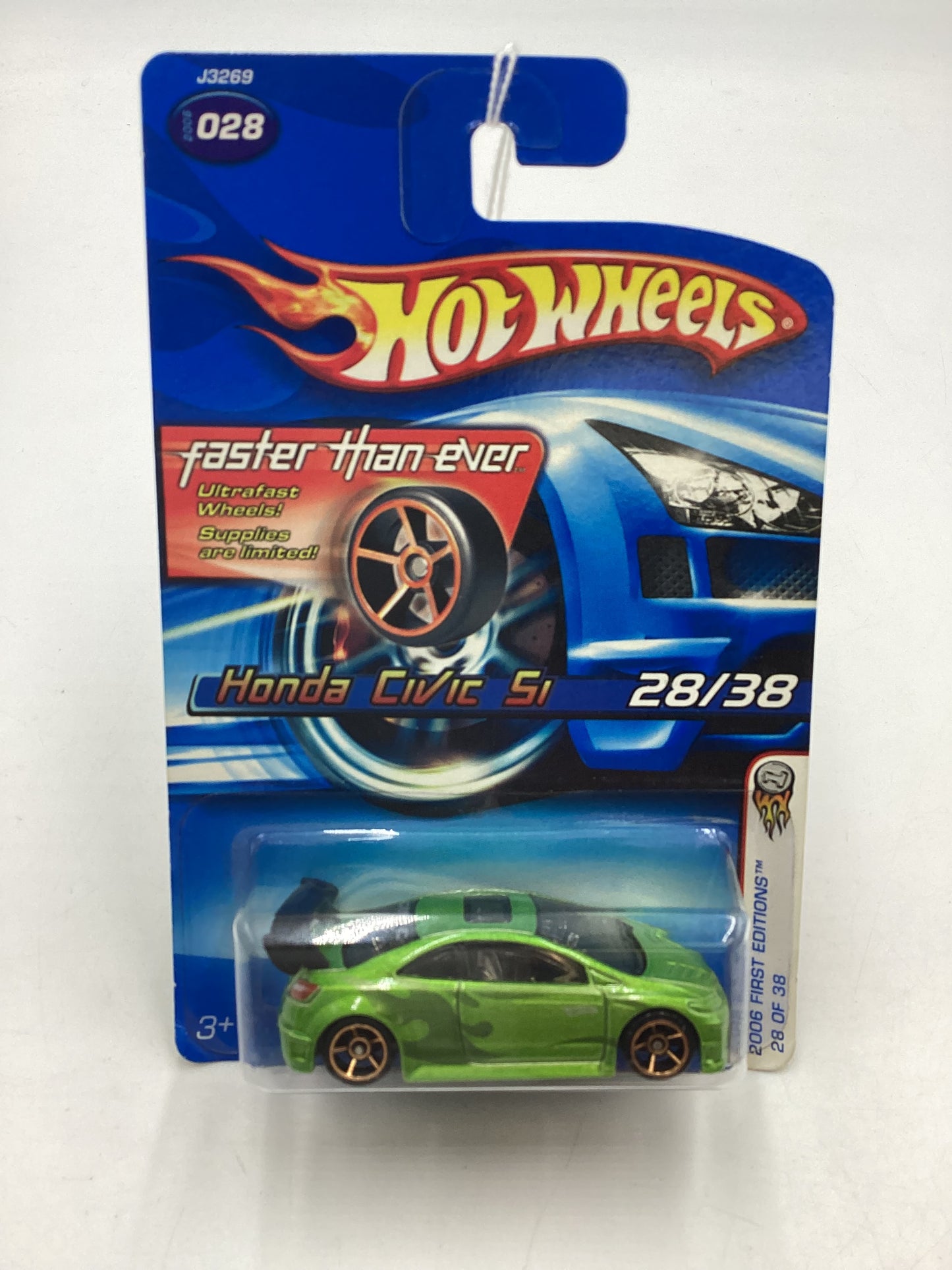 2006 Hot wheels #028 Faster Than Ever Green Honda Civic Si