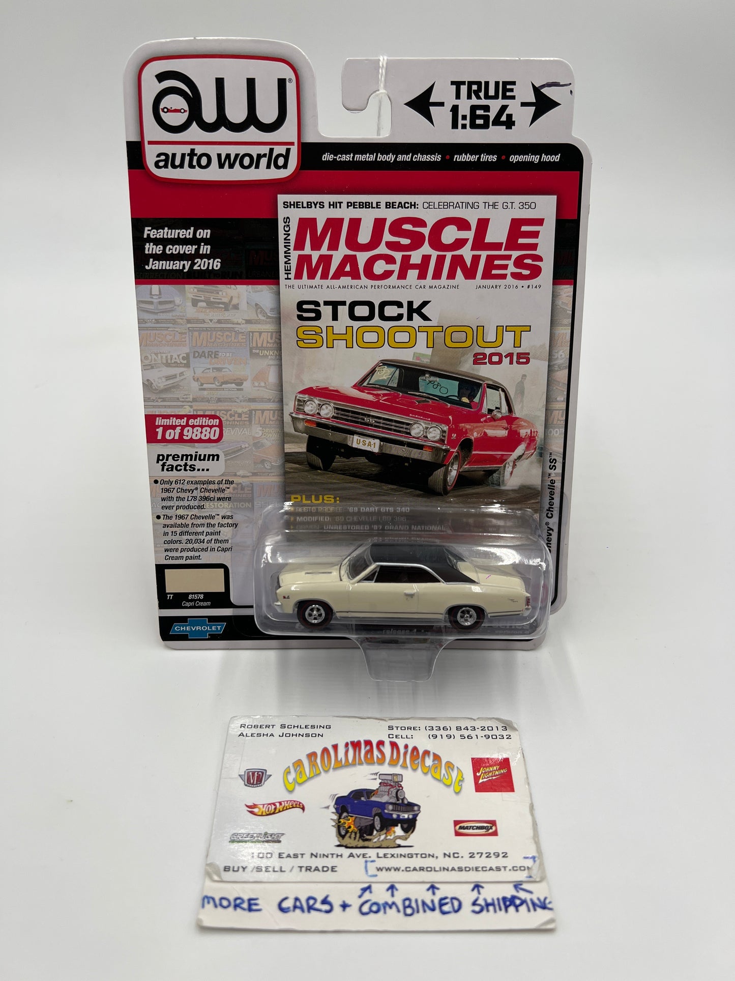 Auto World Hemmings Muscle Machines Release 4 Version B 1967 Chevy Chevelle SS Capri Cream White 231G