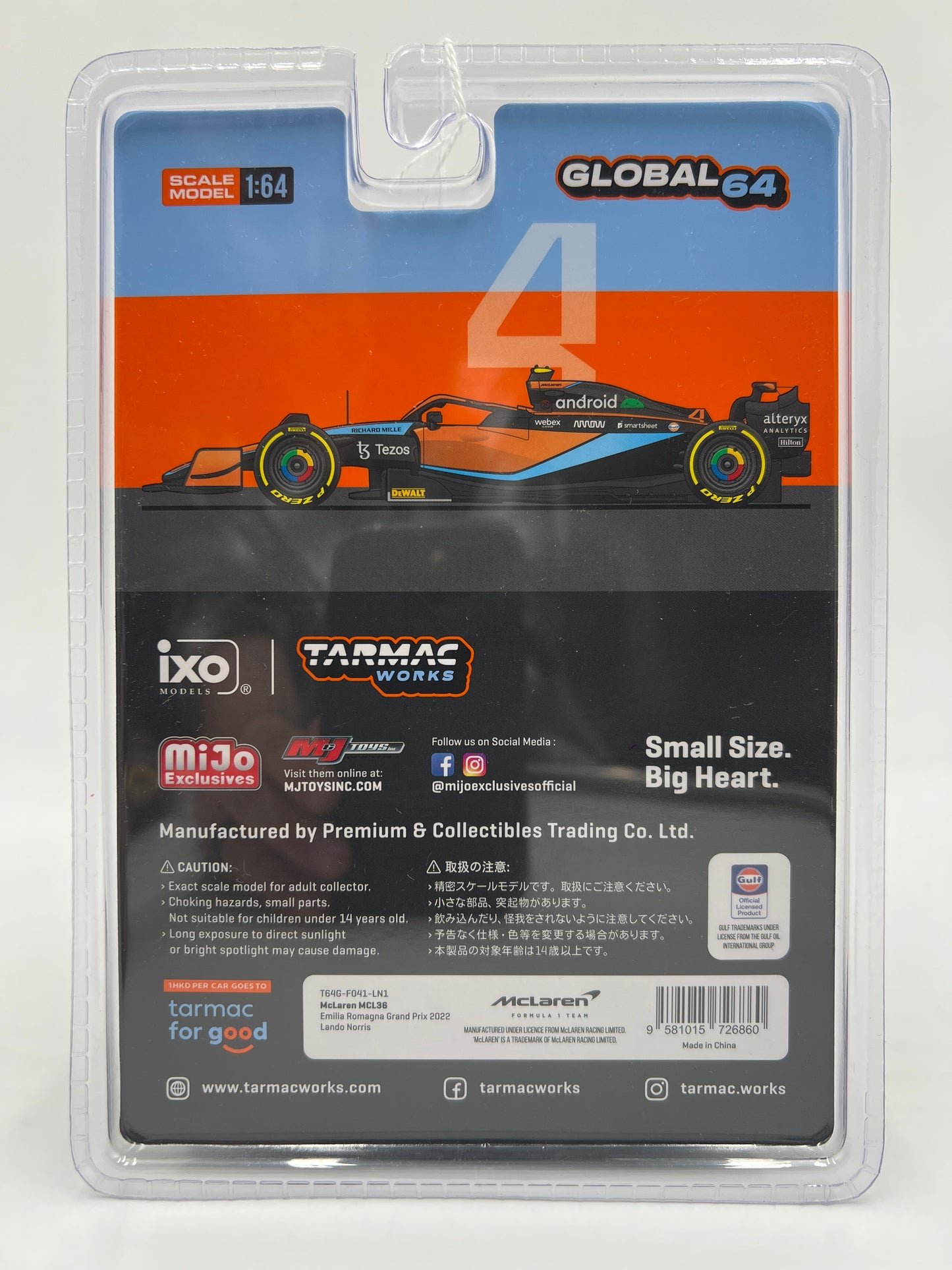 Tarmac Works X IXO Models Mijo Exclusives 2022 Grand Prix Lando Norris #4 Android McLaren MCL36