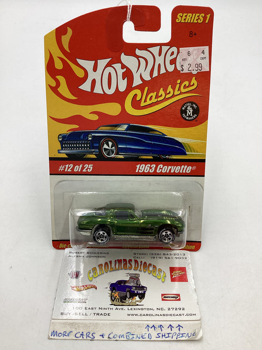 Hot wheels Classics series 1 12/25 Green 1963 Corvette (SR)