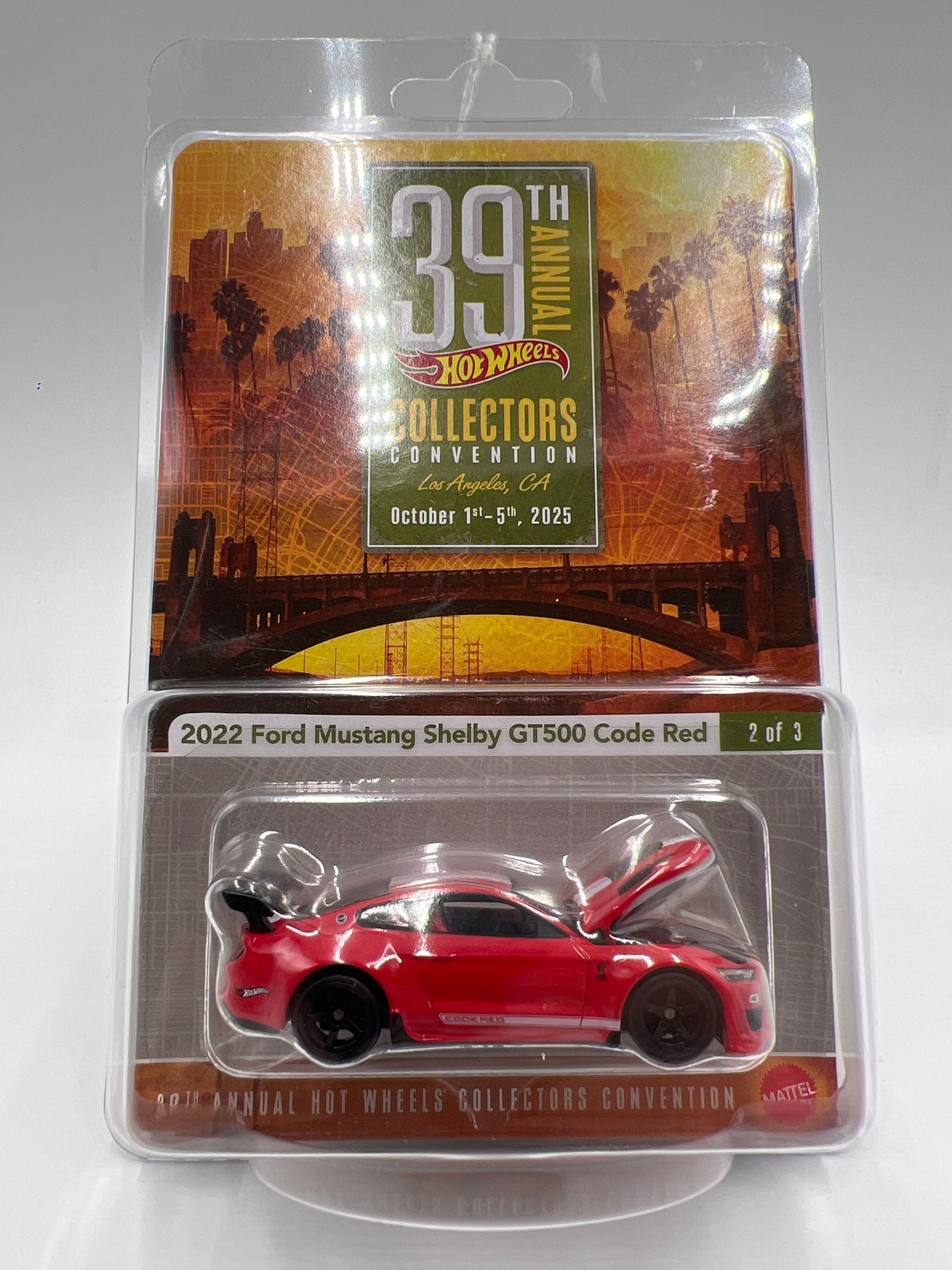 2025 Hot Wheels 39th Annual Collectors Convention LA #2406/6200 2022 Ford Mustang Shelby GT500 Code Red W/Protector