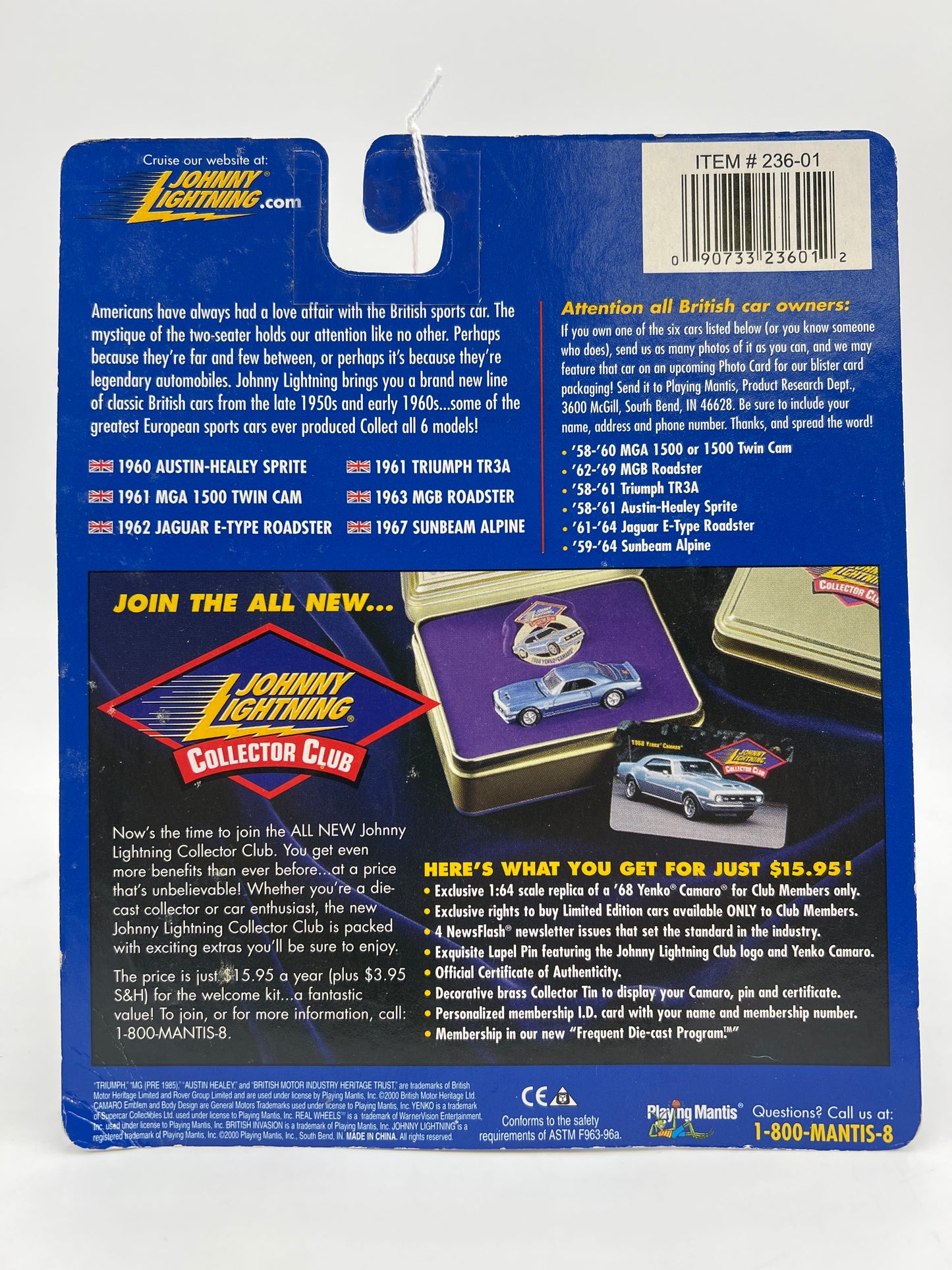 Johnny Lightning British Invasion 1962 Jaguar E-Type Roadster Red 218G