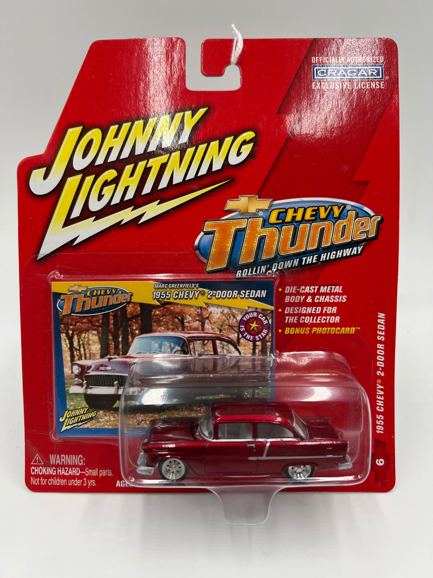 Johnny Lightning White Lightning Chase Chevy Thunder #6 1955 Chevy 2-Door Sedan Red