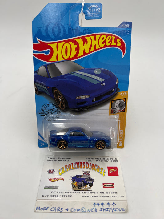 2020 Hot Wheels Turbo #43 95 Mazda RX-7 Blue 84E