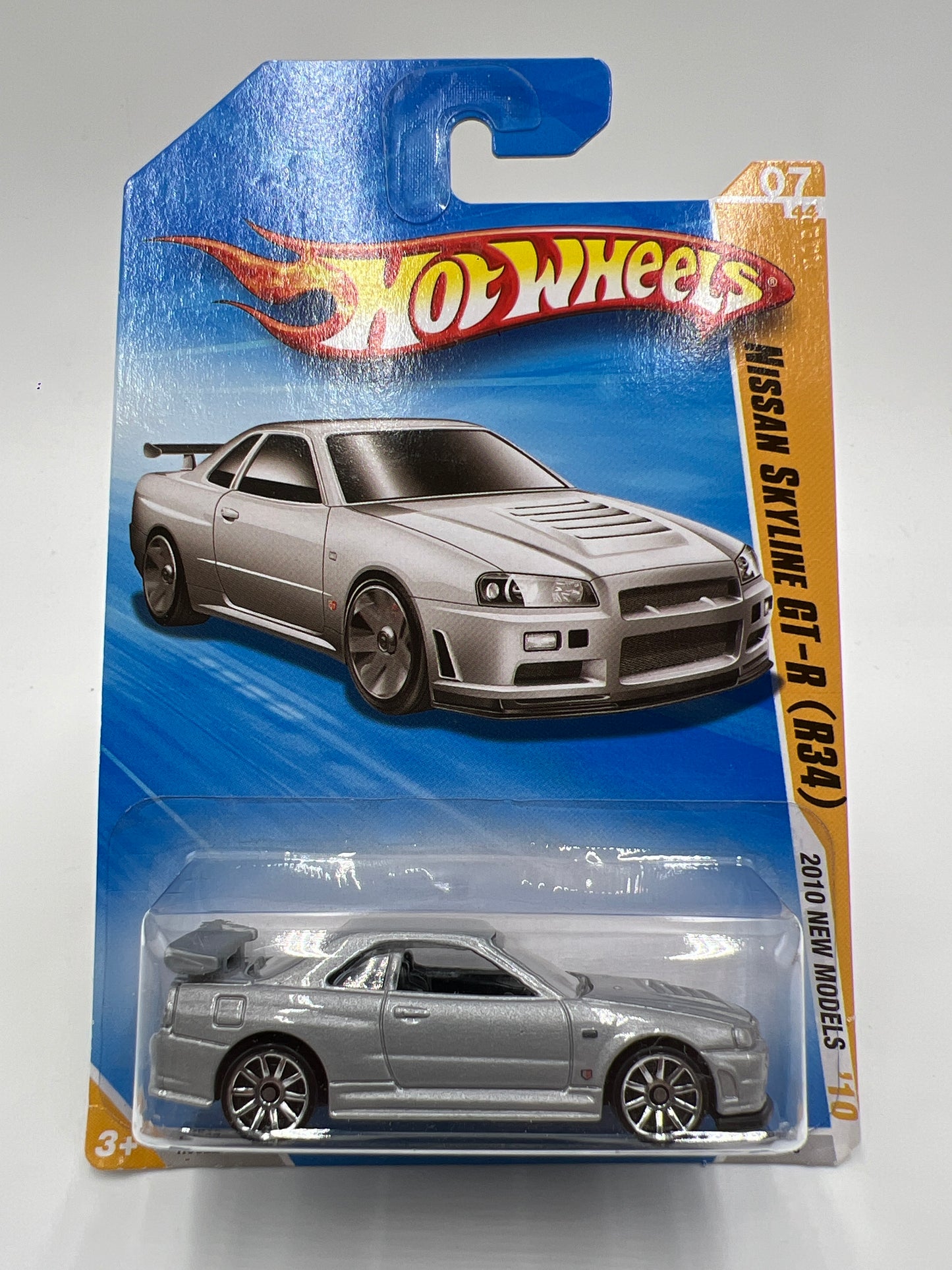 2010 Hot Wheels New Models #7 Nissan Skyline GT-R R34 Silver W/Protector