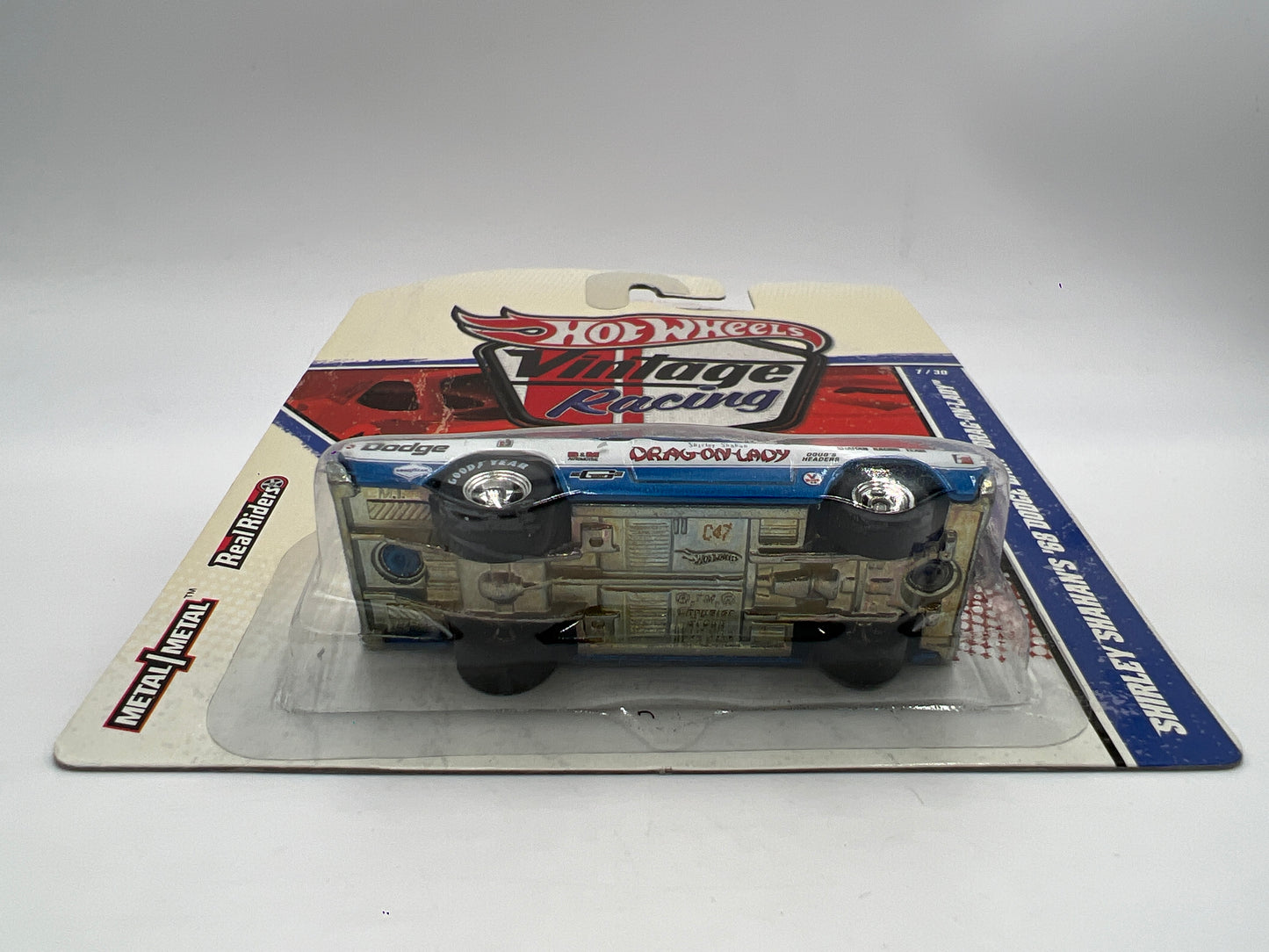 Hot Wheels Premium Vintage Racing #7 Shirley Shahans 68 Dodge Dart Blue/White Drag-On Lady W/Protector