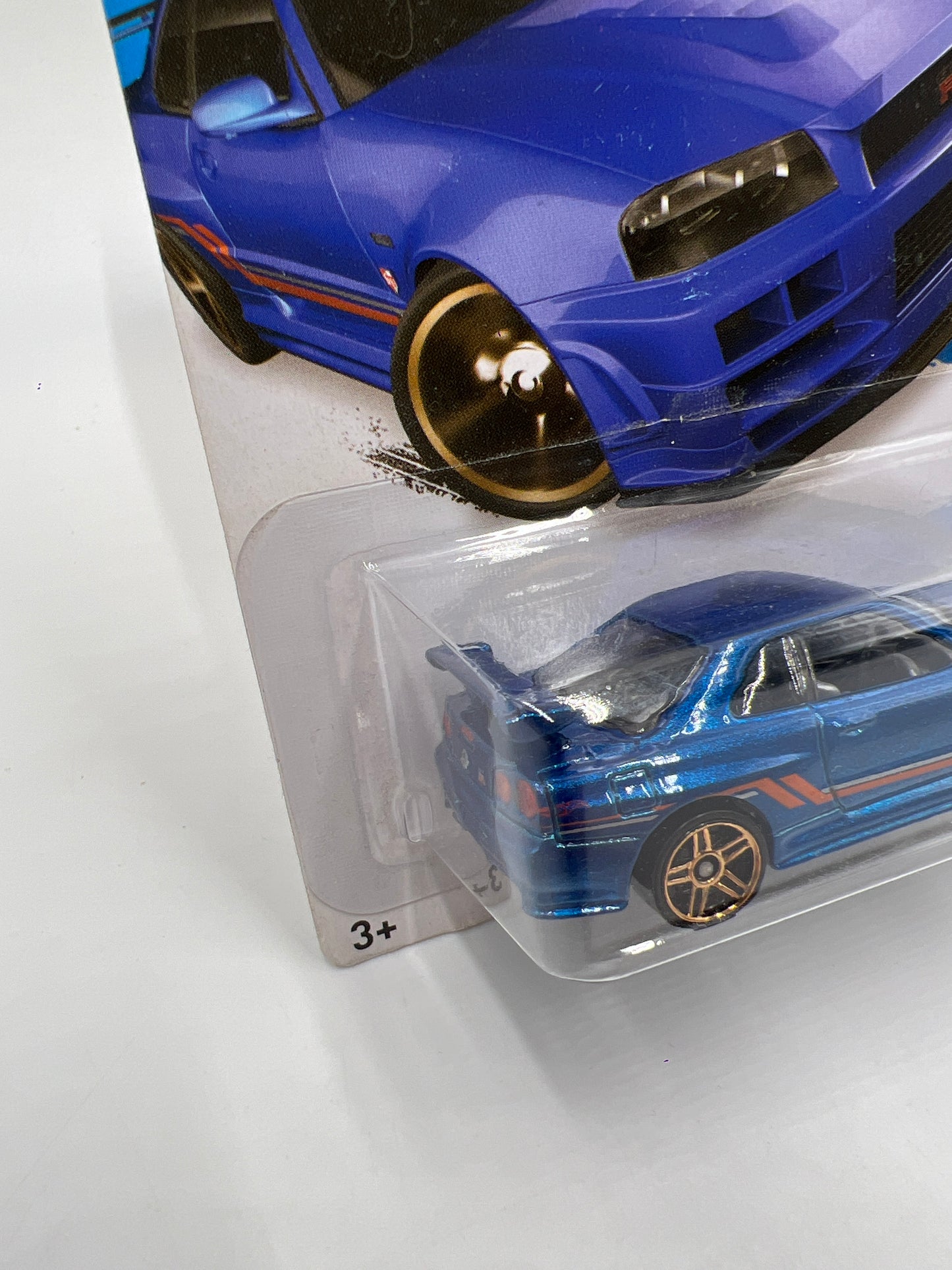 2014 Hot Wheels Workshop #230 Nissan Skyline GT-R R34 Blue W/Protector