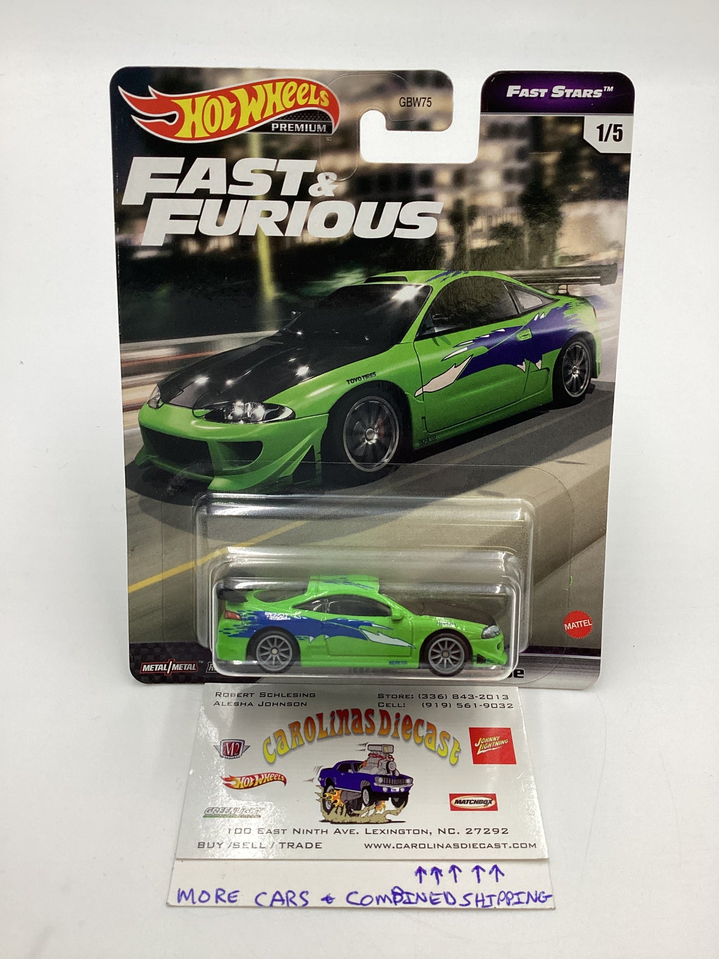 Hot Wheels Fast & Furious Fast Stars #1 Mitsubishi Eclipse Green W/Protector