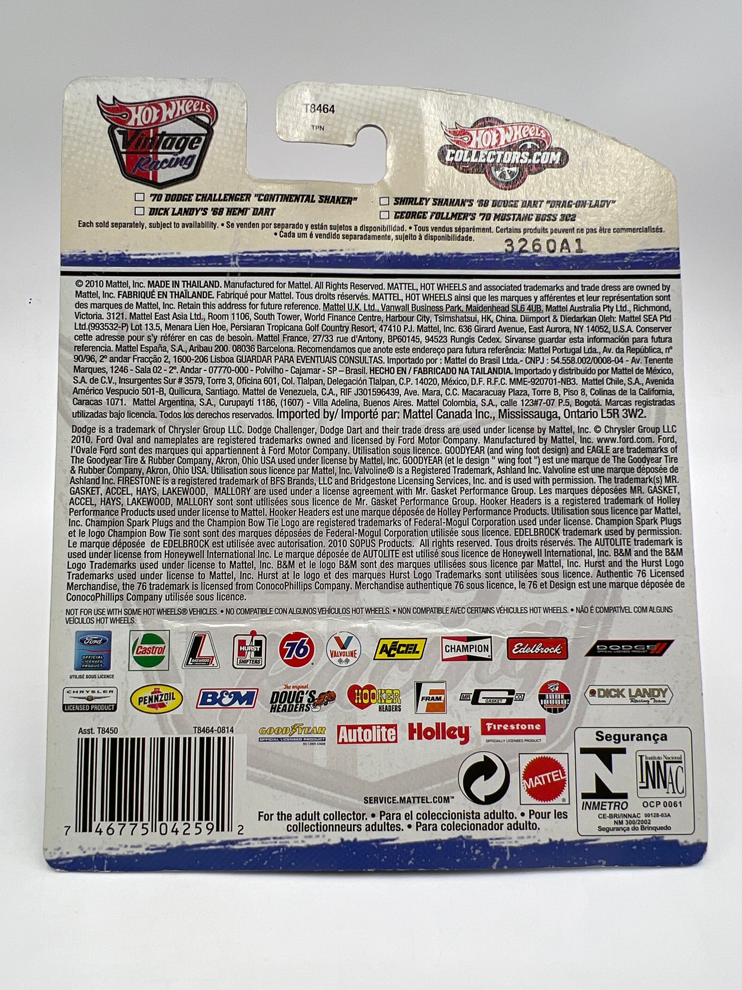 Hot Wheels Premium Vintage Racing #7 Shirley Shahans 68 Dodge Dart Blue/White Drag-On Lady W/Protector