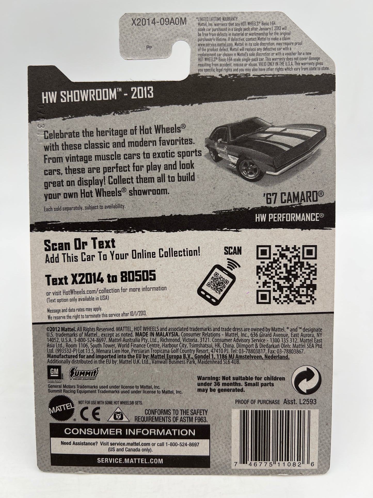 2013 Hot Wheels Factory Sealed Super Treasure Hunt & Regular #244 67 Camaro Black Summit W/Protector