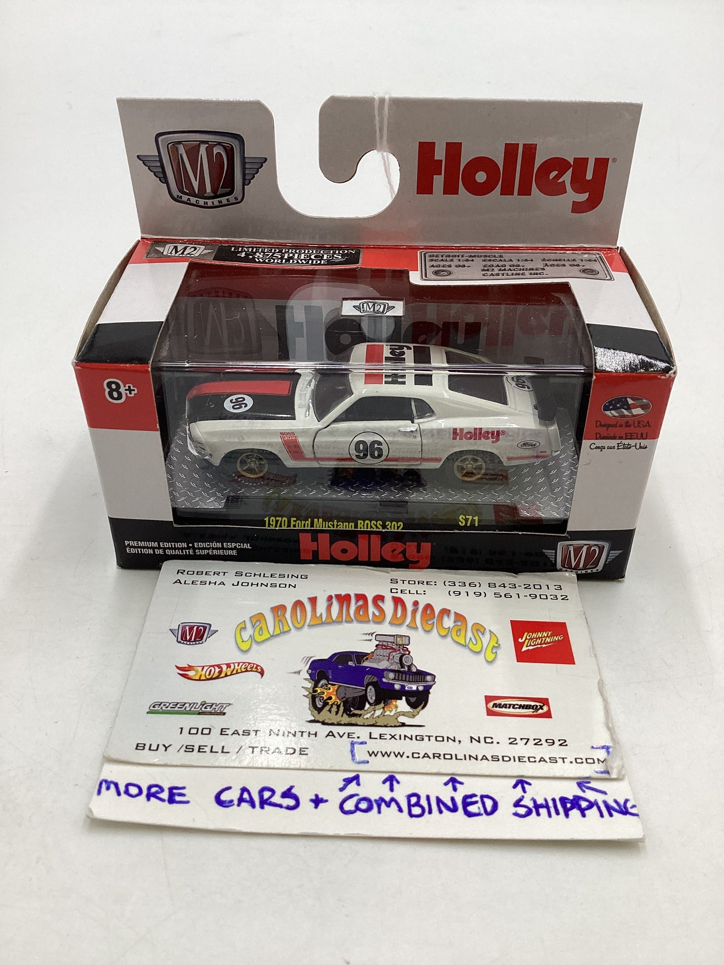 M2 Machines OReilly Exclusive Holley 1970 Ford Mustang Boss 302 White S71
