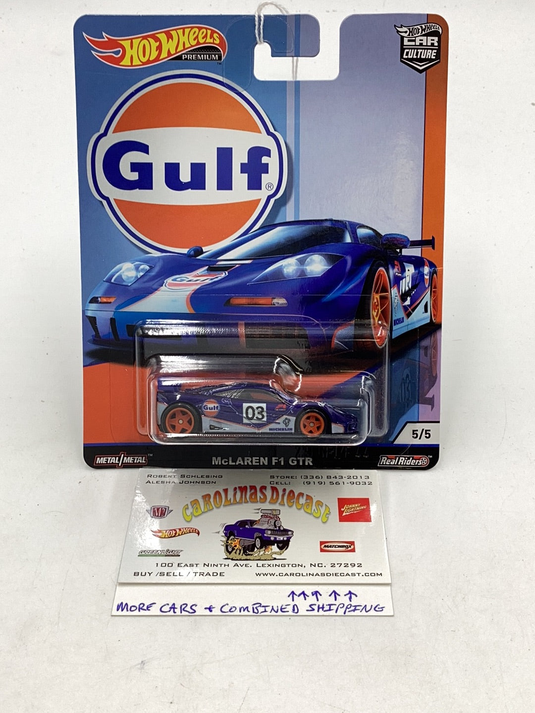 HOT WHEELS GULF McLaren F1 GTR 5/5 245A (Bad Card)