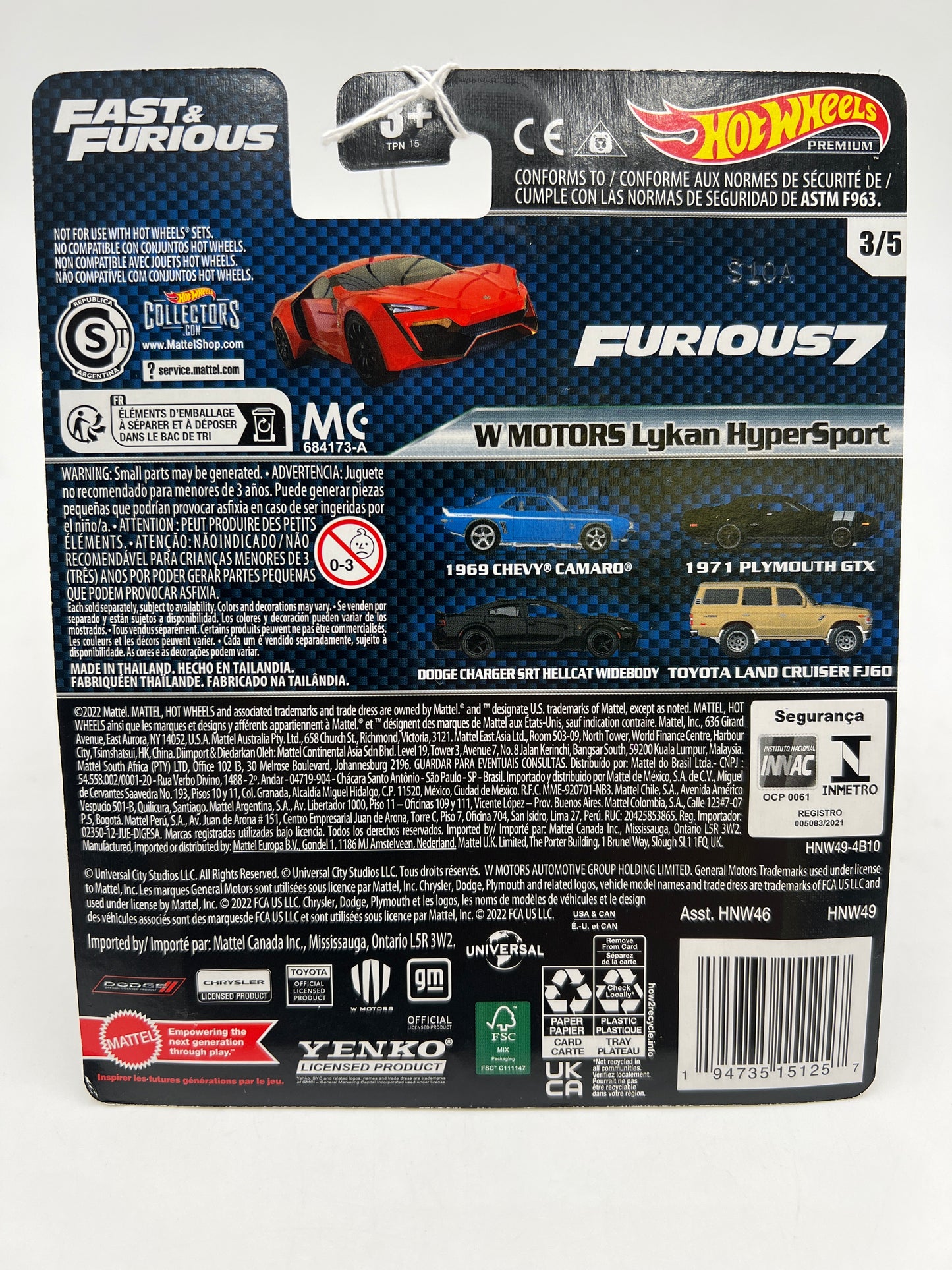 Hot Wheels Fast & Furious #3 W Motors Lykan Hypersport Red 250B