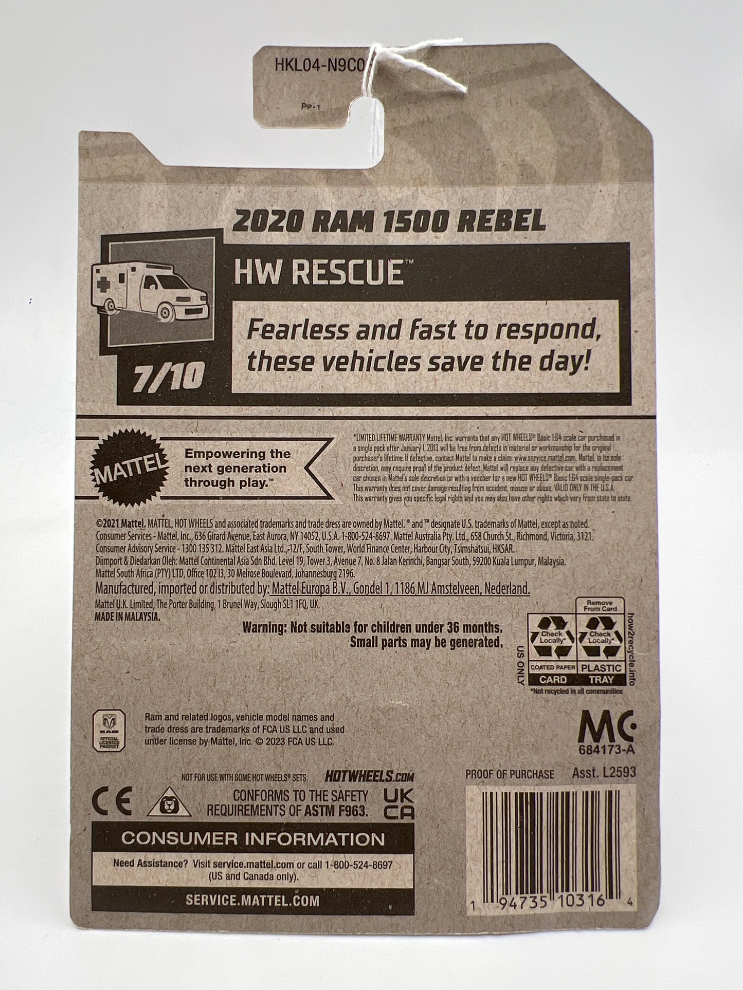 2023 Hot Wheels Rescue Treasure Hunt #238 2020 Ram 1500 Rebel Yellow Bad Card 274C