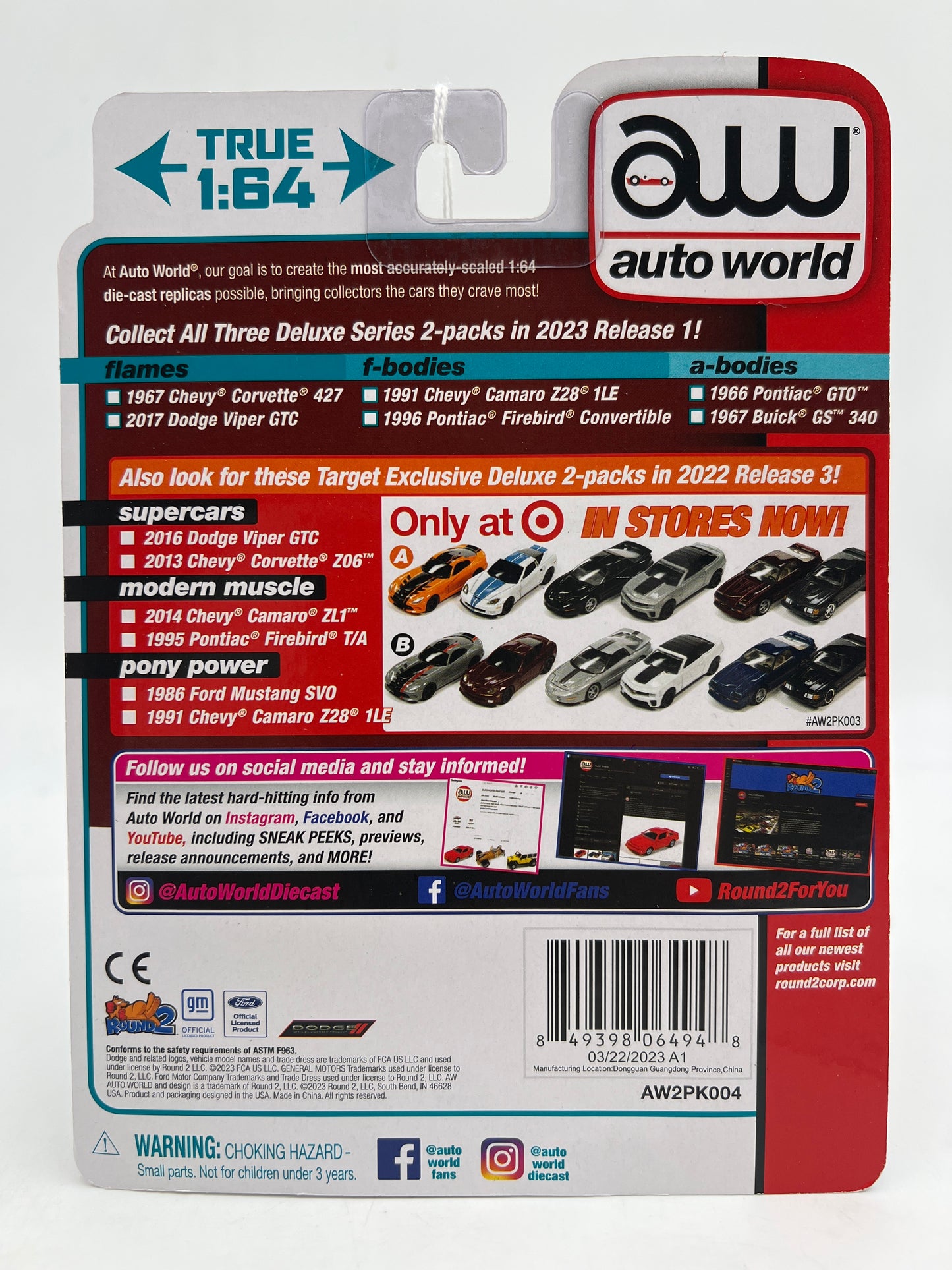 Auto World Target 2 Pack Ultra Red CHASE 1967 Chevy Corvette 427 & 2017 Dodge Viper GTC