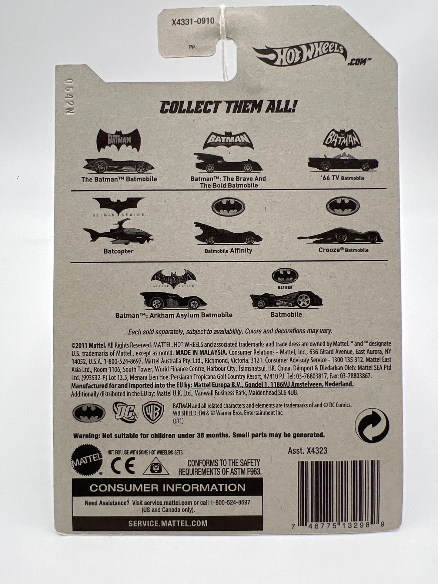 2011 Hot Wheels Batman Series #08 Batmobile Black 117E