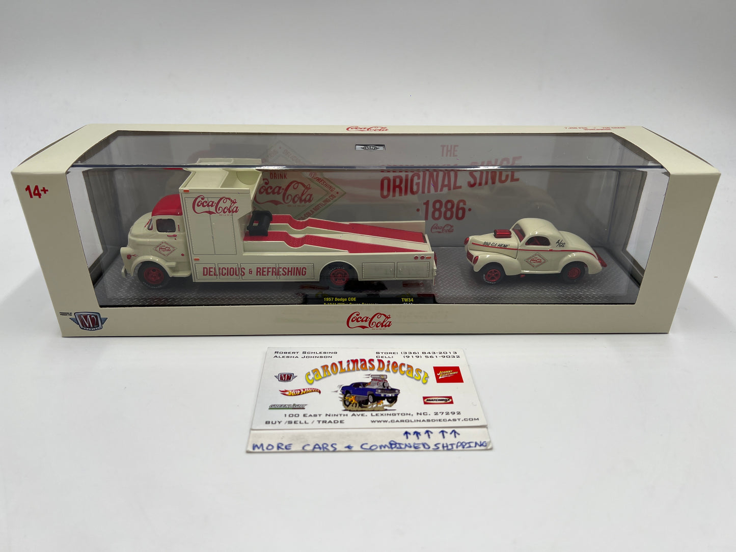 M2 Machines Auto Haulers CHASE Coca Cola 1957 Dodge COE & 1941 Willys Coupe Gasser TW34