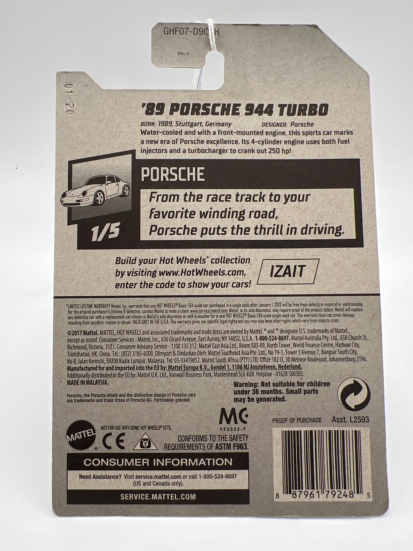 2020 Hot Wheels #47 89 Porsche 944 Turbo Gold 99E