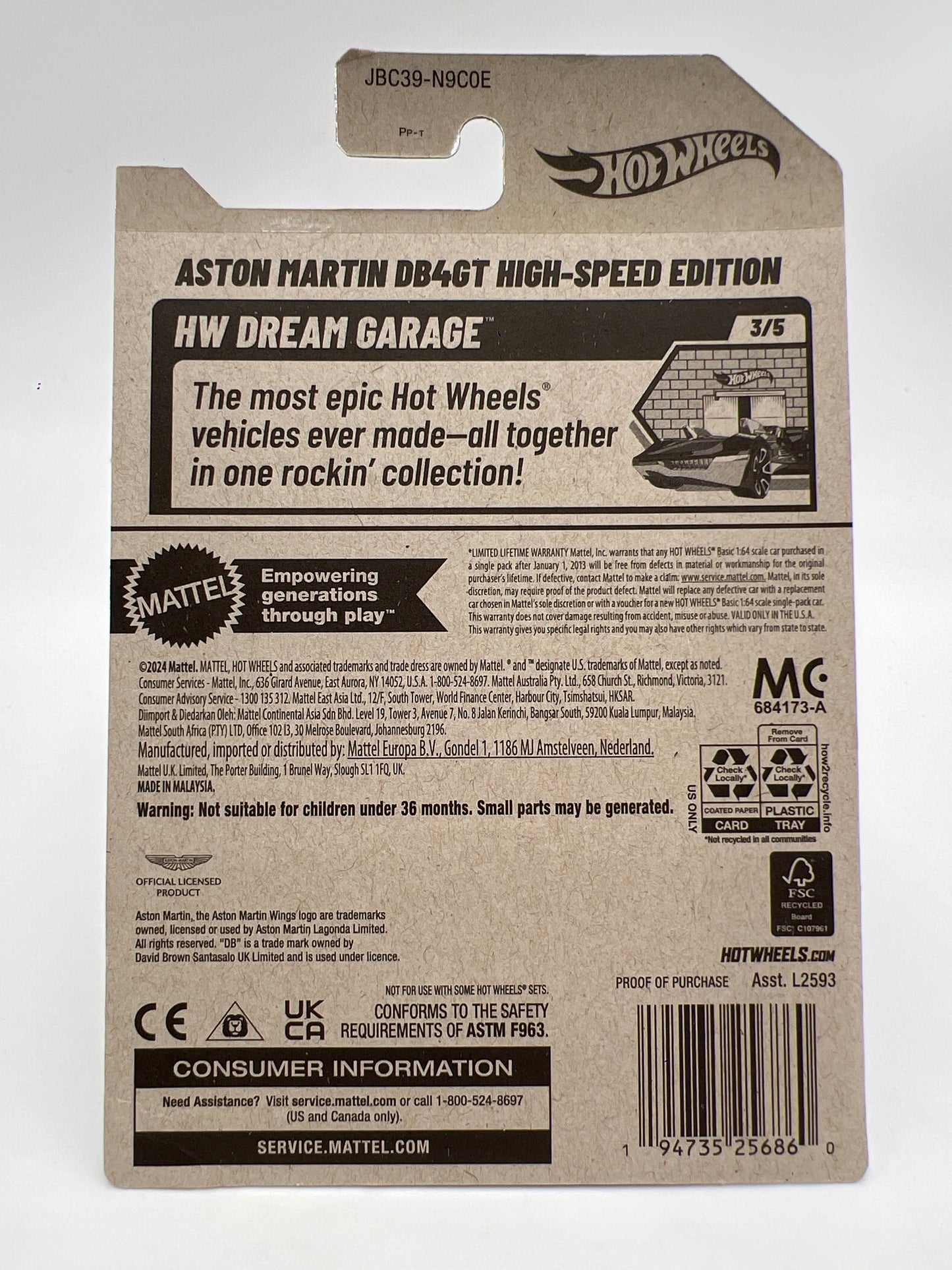 2025 Hot Wheels E Case Super Treasure Hunt #107 Aston Martin DB4GT High-Speed Edition Gold W/Protector