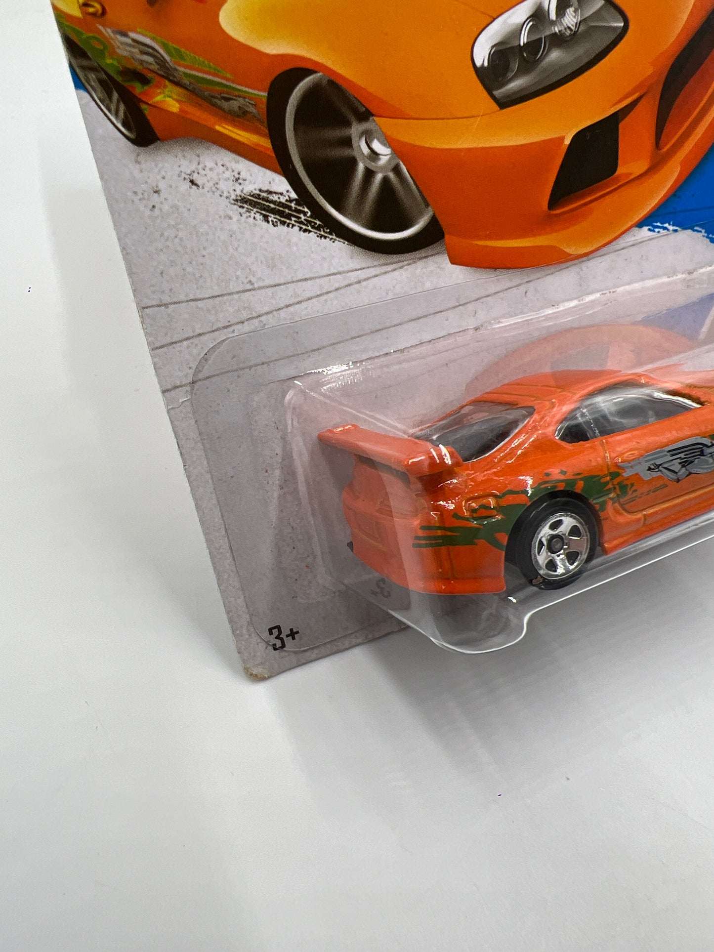 2013 Hot Wheels City #5 Fast & Furious Toyota Supra Orange Card Not Perfect