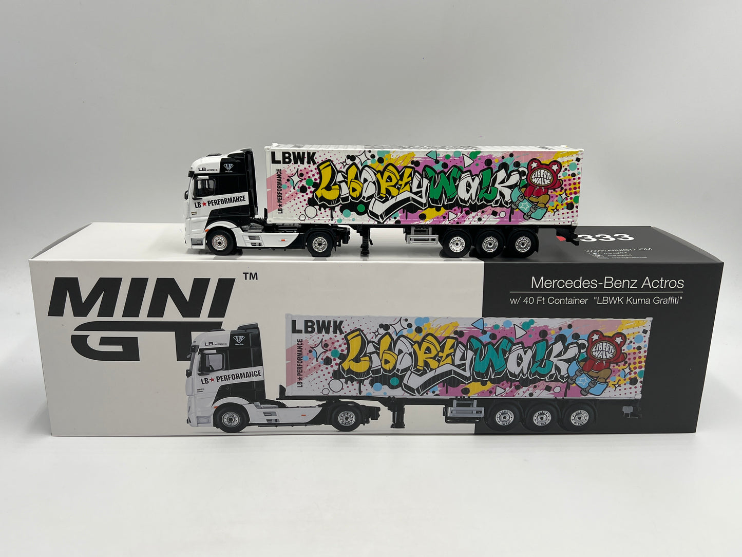 Mini GT #333 Mercedes-Benz Actros W/40ft Container LBWK Kuma Graffiti