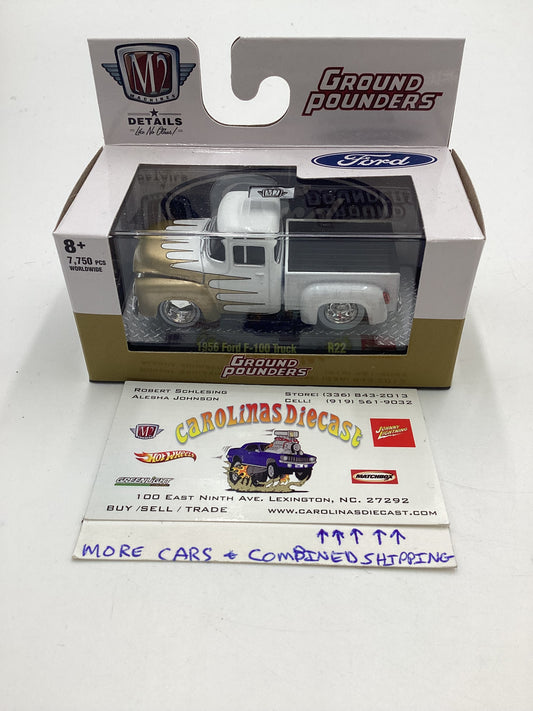 M2 Machines Ground Pounders 1956 Ford F 100 truck R22 White/Gold