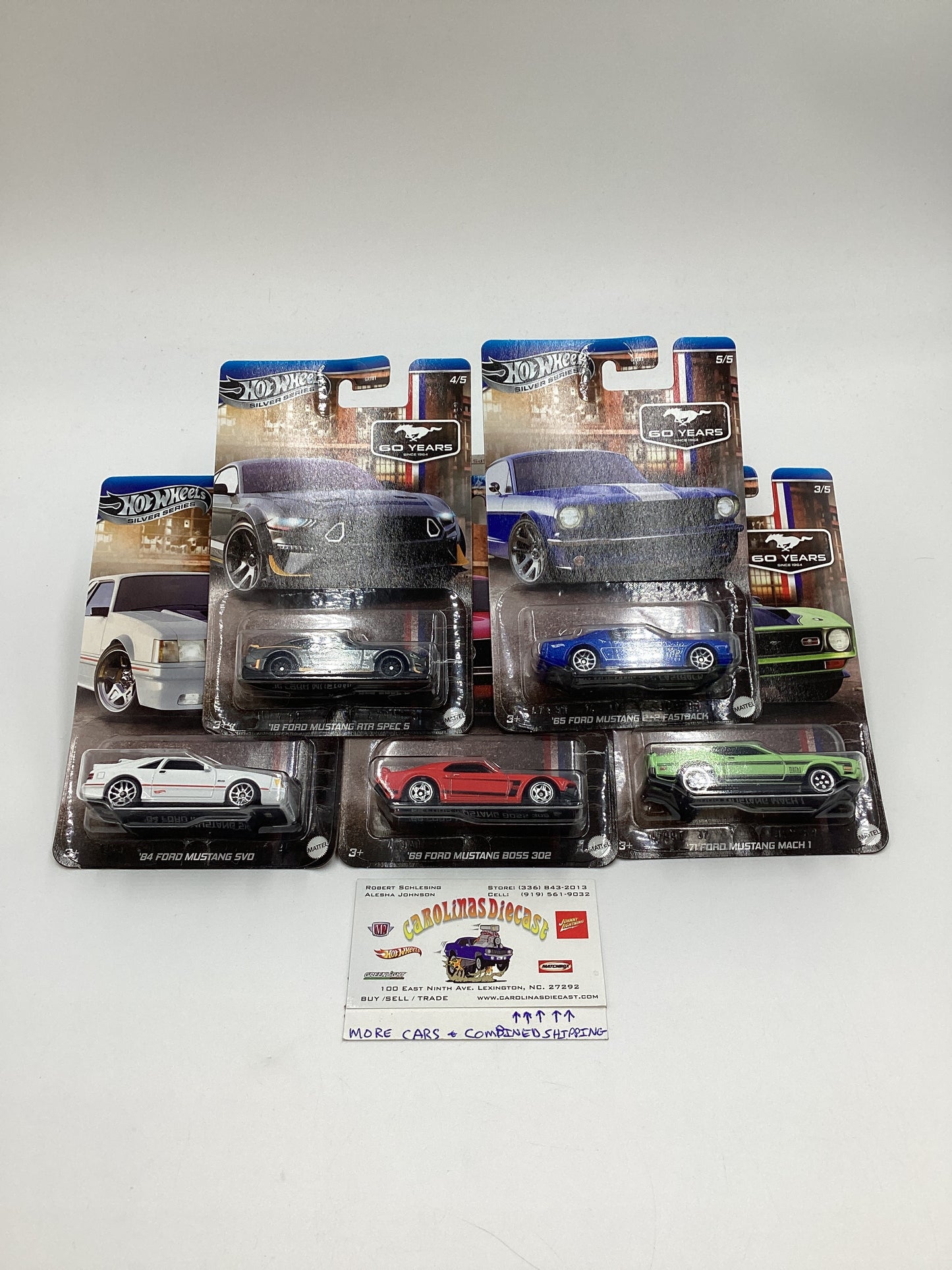 2024 Hot Wheels Silver Series 60 Years Full Set Mustang SVO/Boss 302/Mach 1/RTR/Fastback