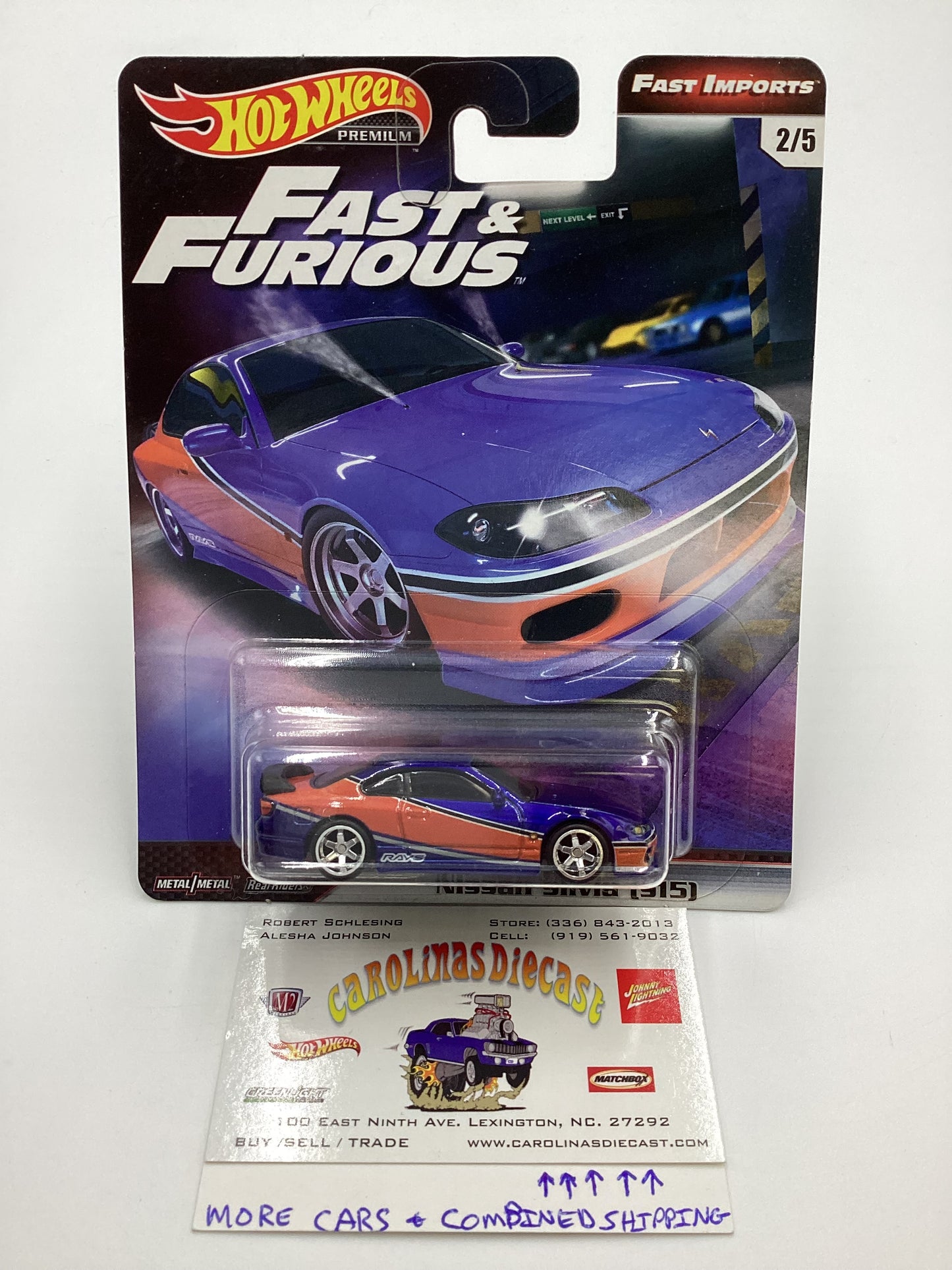 Hot Wheels Premium Fast & Furious Fast Imports #2 Nissan Silvia S15 Blue/Orange W/Protector
