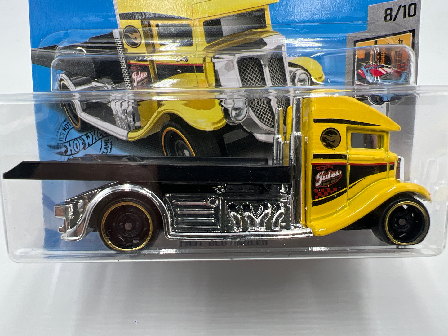2019 Hot Wheels Treasure Hunt #207 Fast-Bed Hauler Yellow Short Card 273D
