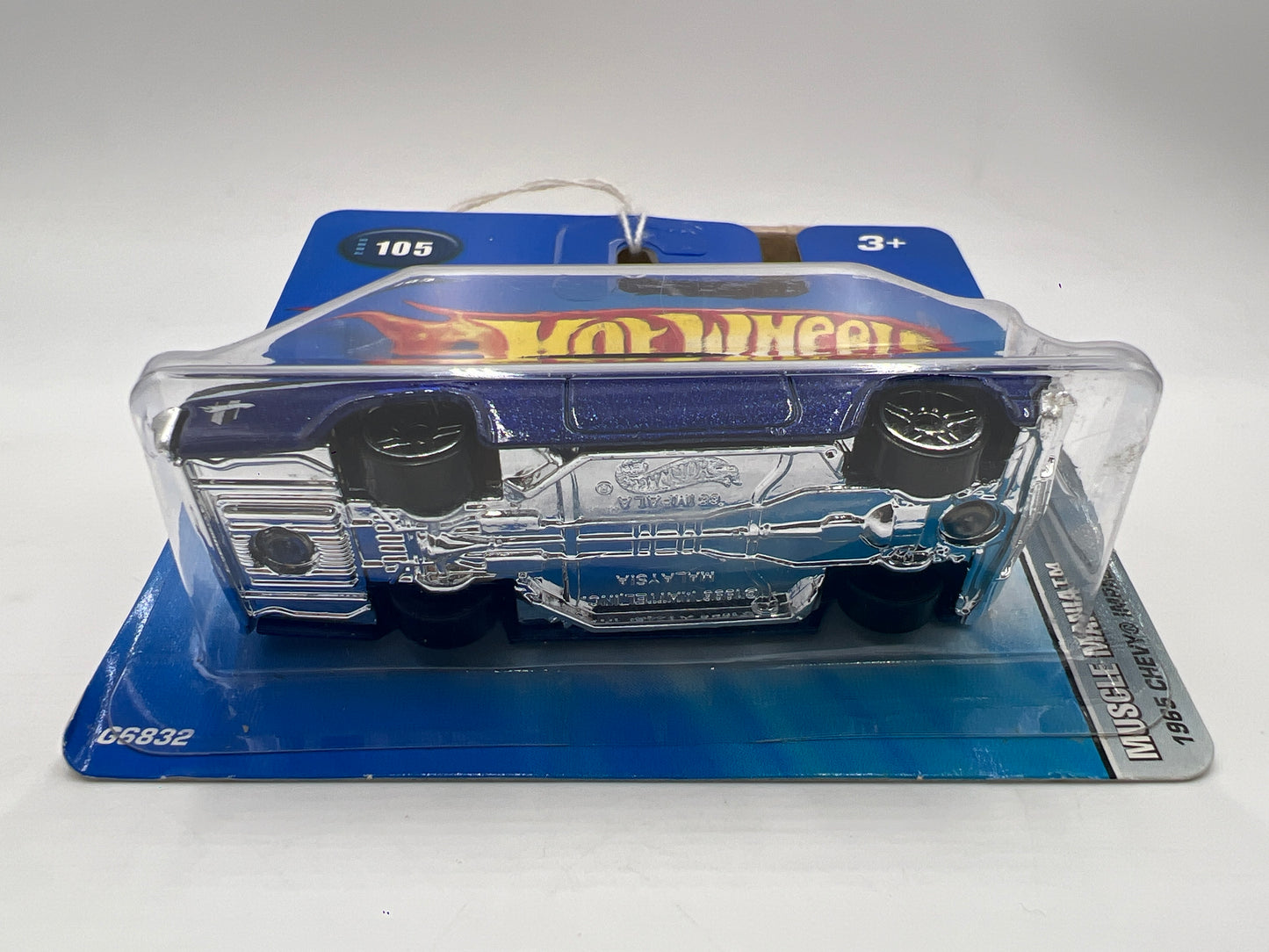 2005 Hot Wheels Muscle Mania #105 1965 Chevy Impala Blue/Black Short Card 10A