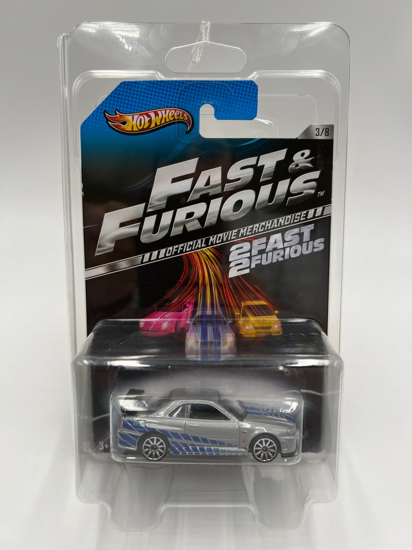 Hot Wheels Fast and Furious #3 Nissan Skyline GT-R R34 Silver VHTF Black Wing W/Protector