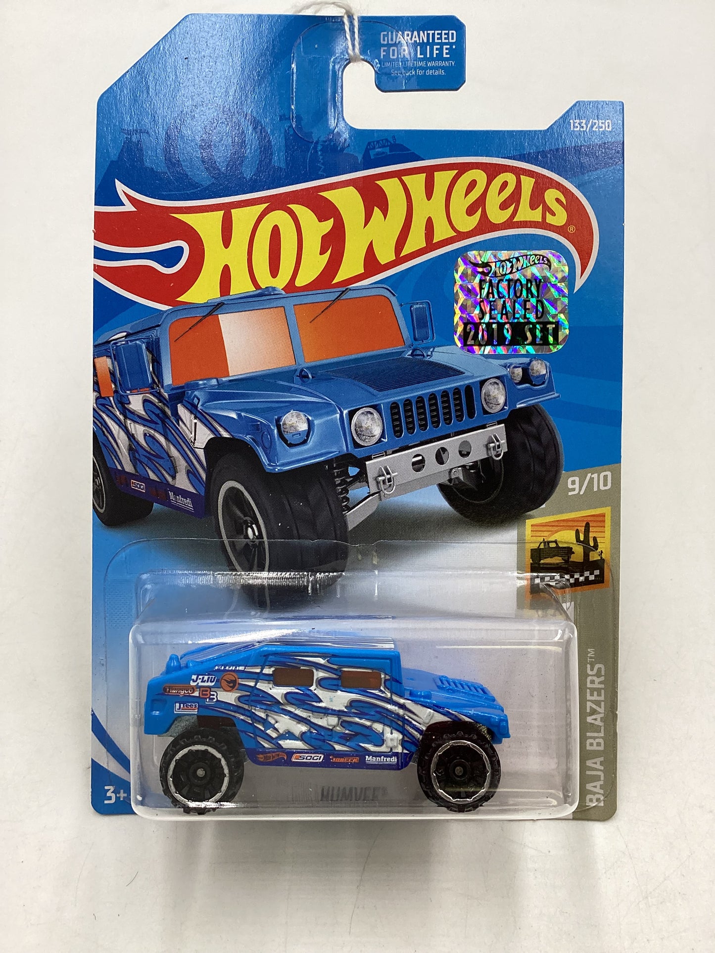 2019 HOT WHEELS  TREASURE HUNT #133 Factory Sealed Humvee Blue “Cracked Blister” 276G