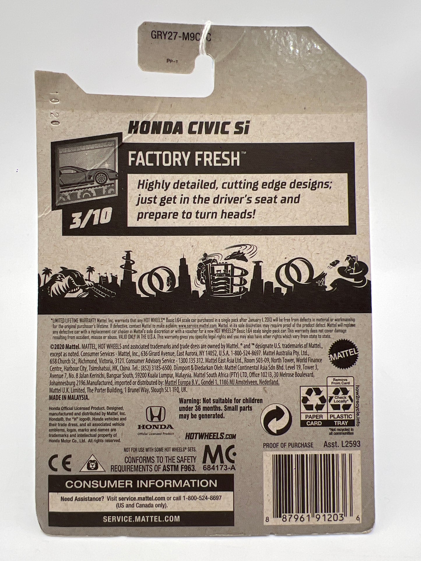 2021 Hot Wheels Factory Fresh #63 Honda Civic Si Blue Card Not Perfect 78A