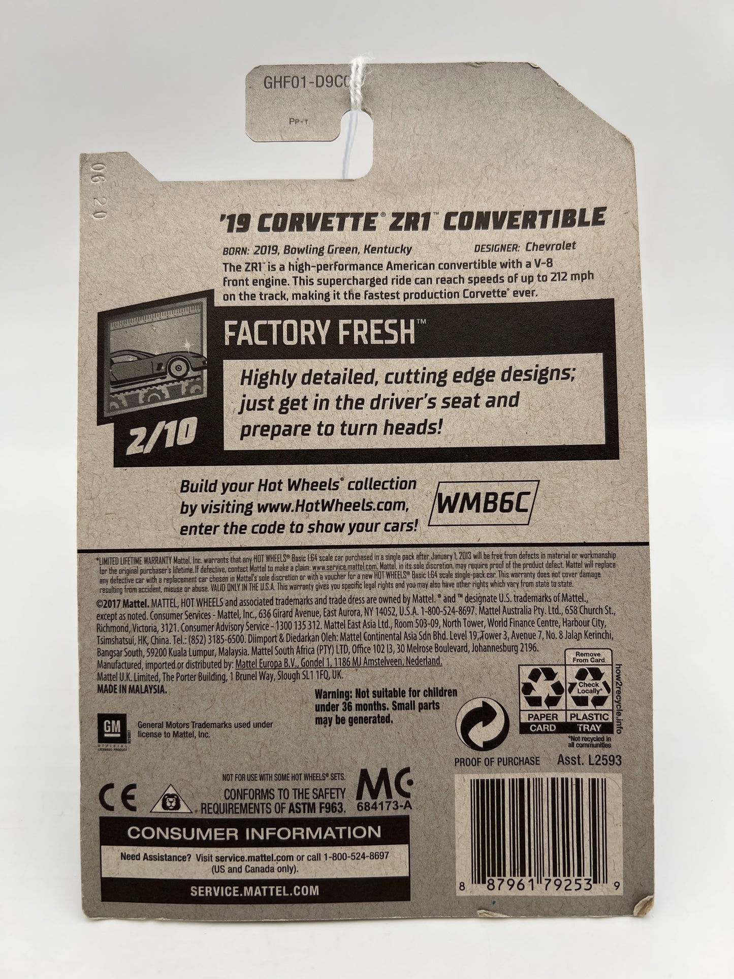 2020 Hot Wheels Factory Fresh #144 19 Corvette ZR1 Convertible Blue 9C