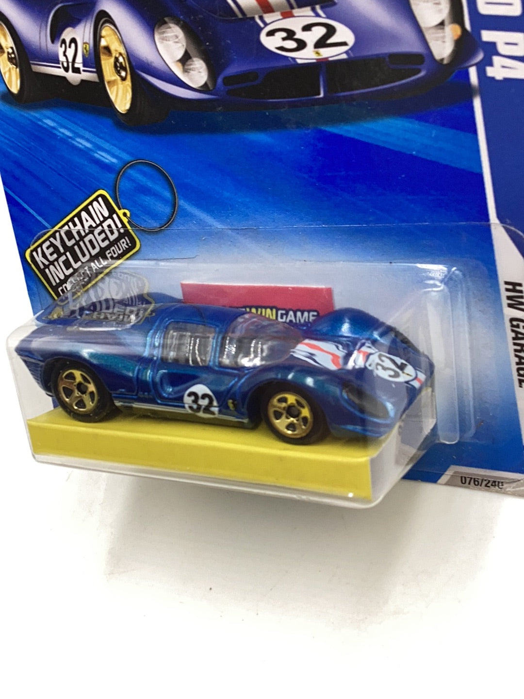 2010 Hot Wheels #76 Ferrari 330 P4 walmart exlusive with bone shaker key chain with protector