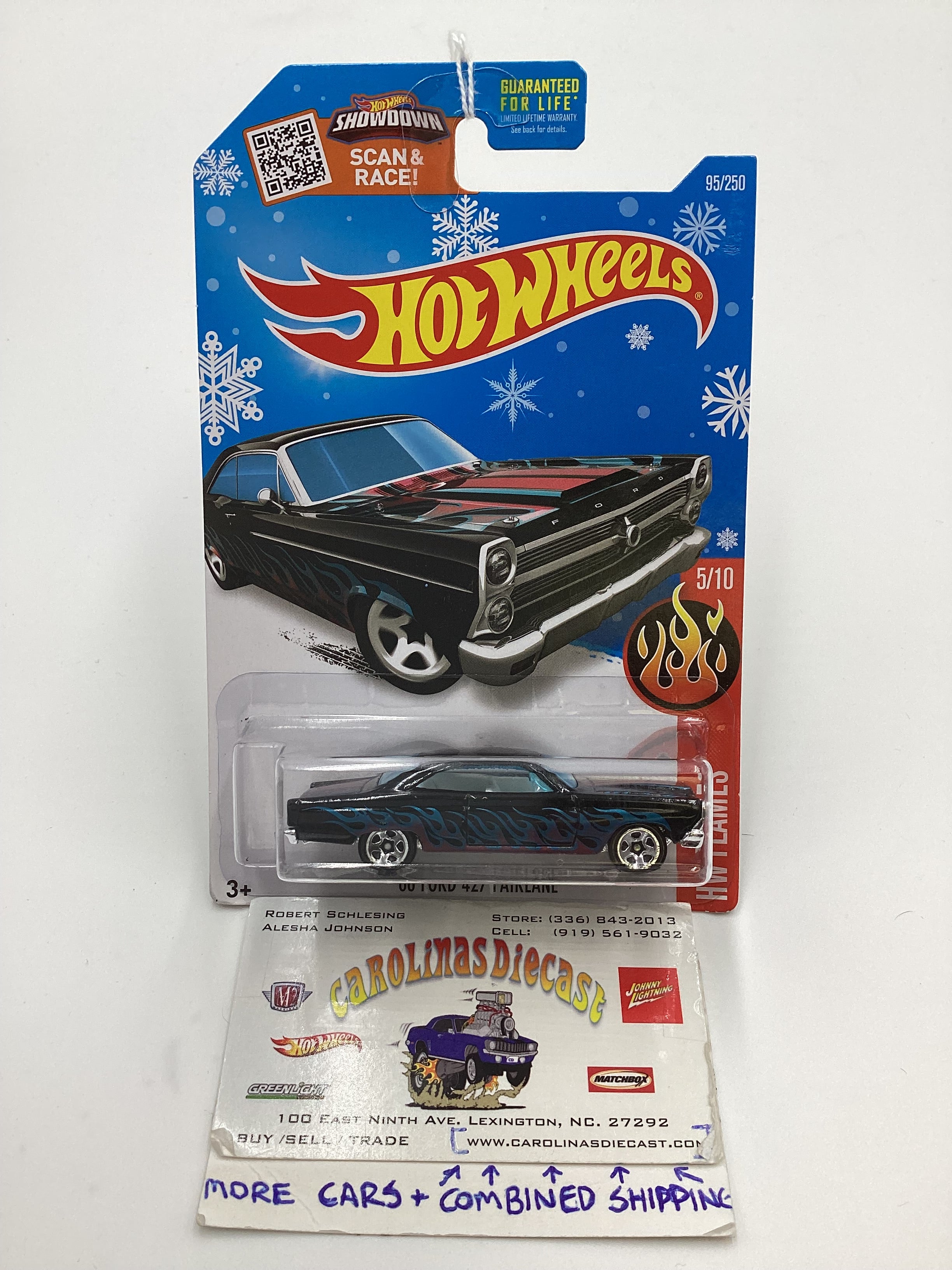 2016 Hot Wheels #95 66 Ford 427 Fairlane Black Target Snowflake