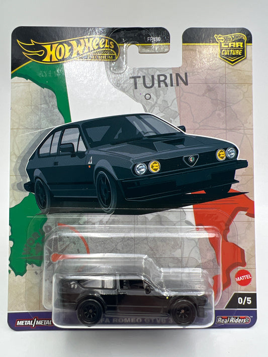 2024 Hot Wheels Premium World Tour Chase #0 Alfa Romeo GTV6 3.0 Black W/Protector