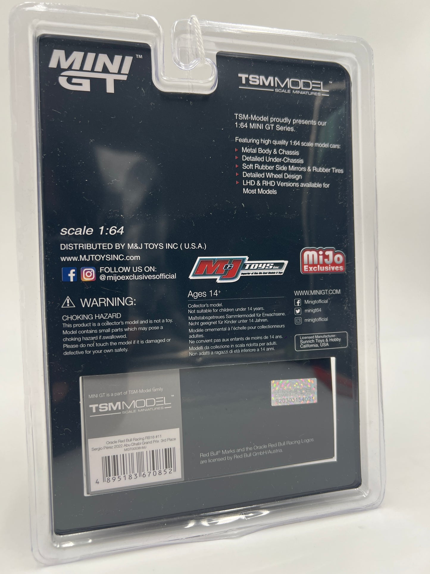 Mini GT Oracle Red Bull Racing #538 RB18 #11 Sergio Perez 2022 3rd Place Formula 1