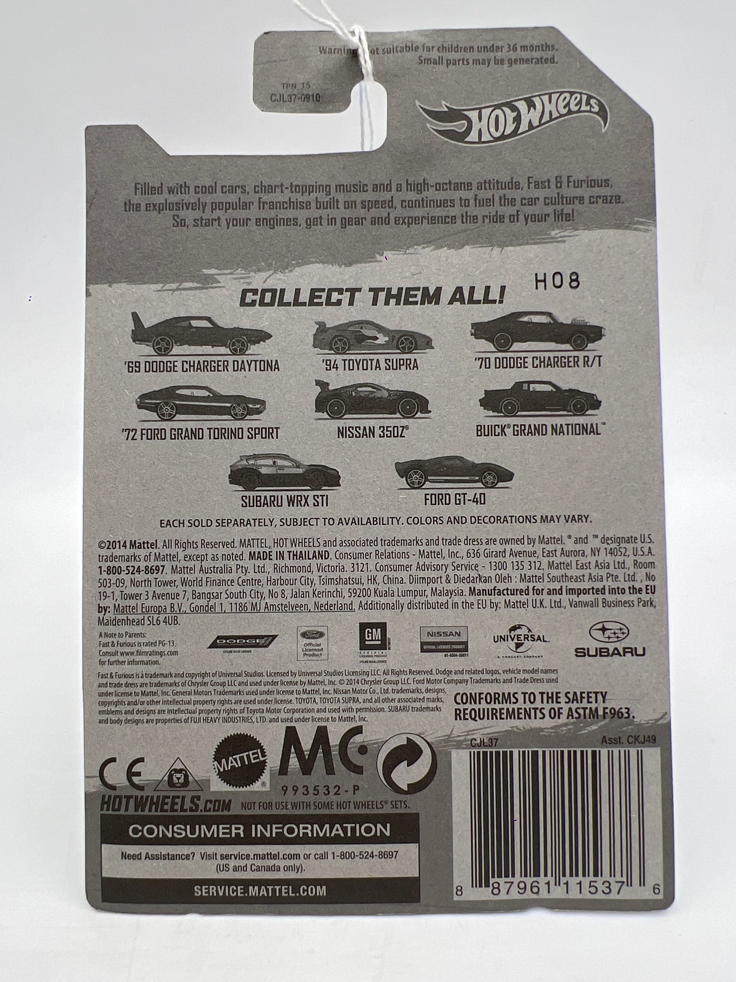 Hot Wheels Fast and Furious #7 Subaru WRX STI Black/Silver 73A
