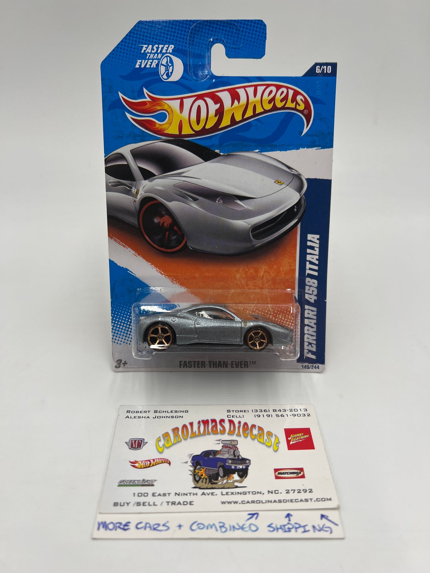 2011 Hot Wheels Faster Than Ever #146 Ferrari 458 Italia Metallic Silver W/Protector