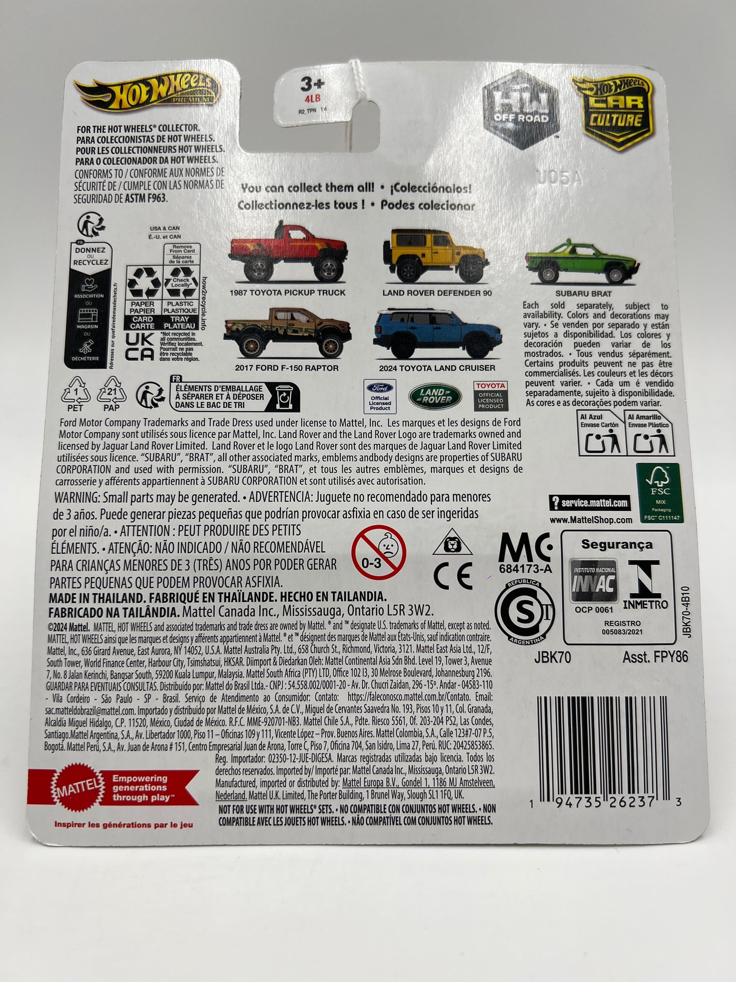 2025 Hot Wheels Car Culture HW Off Road #4 2017 Ford F-150 Raptor 255B